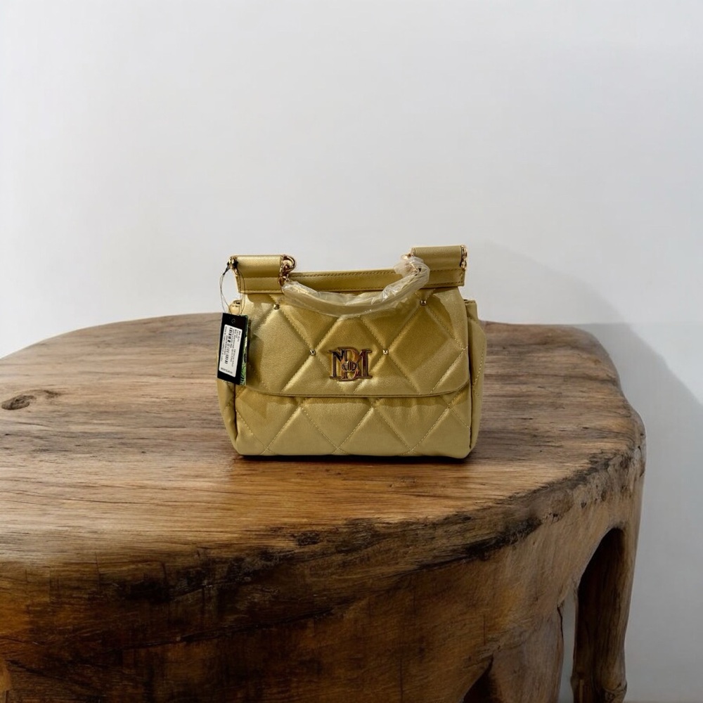 Badgley Mischka Gold Quilted Shoulder Bag